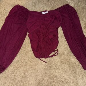 OOTDFash Burgundy Crop Top